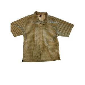 The North Face Mens Large Plaid Short Sleeve Button Up Shirt Green Outdoor